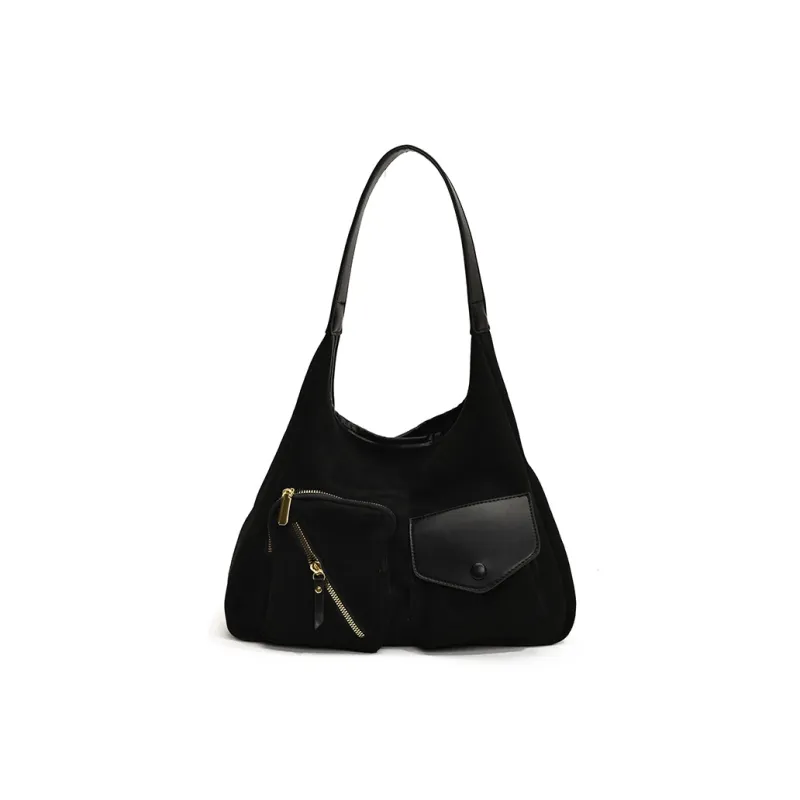 LOUIS ROYALN Suede Shoulder Bag Regular Women's Black/Green/Pink/Coffee-0