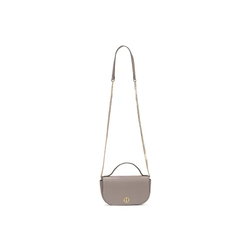 TORY BURCH Leather One Shoulder Handbag Crossbody Bag Women's Gray Egret