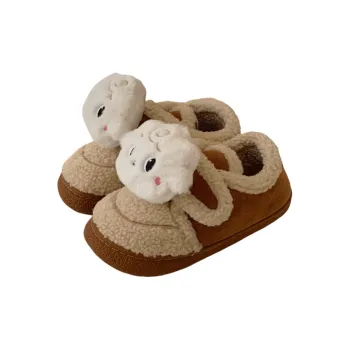 Thin Strips Cotton Home Slippers Women's, Light Brown