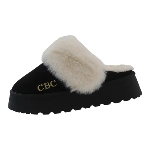Yalu Home Slippers Fall And Winter Warm Fuzzy Mules Snow Boots Platform Closed Toe Cotton Slippers For Women's
