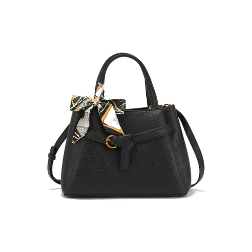 PAYOT Microfiber Synthetic Leather Handbag Regular Women's Black/Burgundy