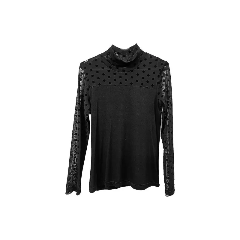 Flowers In Water Thermal Tops Women's Black Dot-0