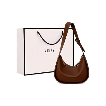 VINEY Synthetic Leather Crossbody Moon-Shaped Shoulder Bag Small Size Women's Brown