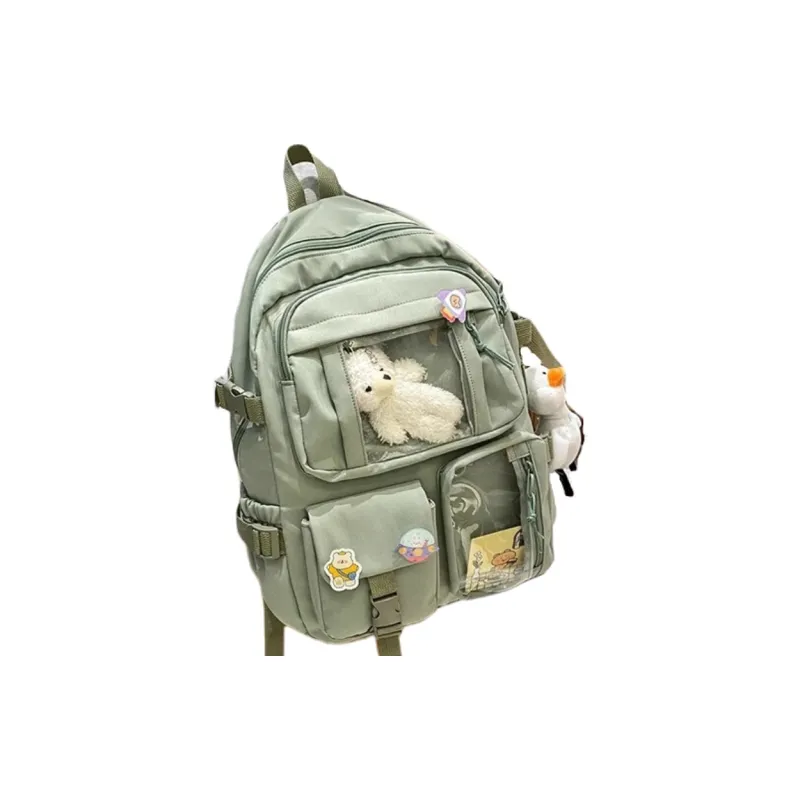 Tonlion Nylon Backpack Large Size Women's Beige/Green/Black-4