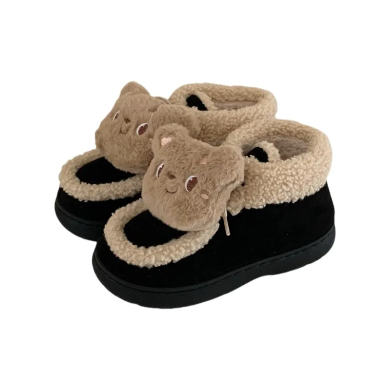 Thin Strips Cotton Slippers Women's, Black-0