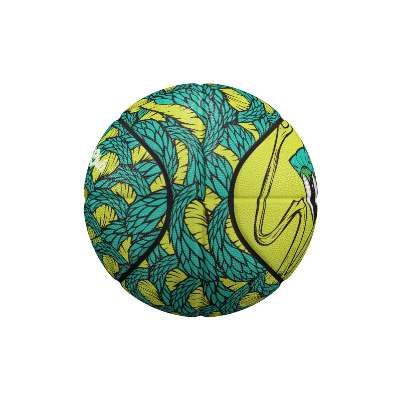 VEIDOORN Rubber Basketball Green Size 7 Ball Street Training Competition Unisex-3