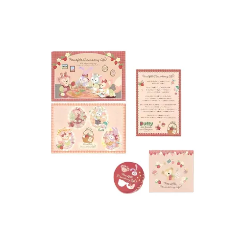 Disney Duffy And Friends Heart Shaped Strawberry Collection Postcard Greeting Card Set IP Merch