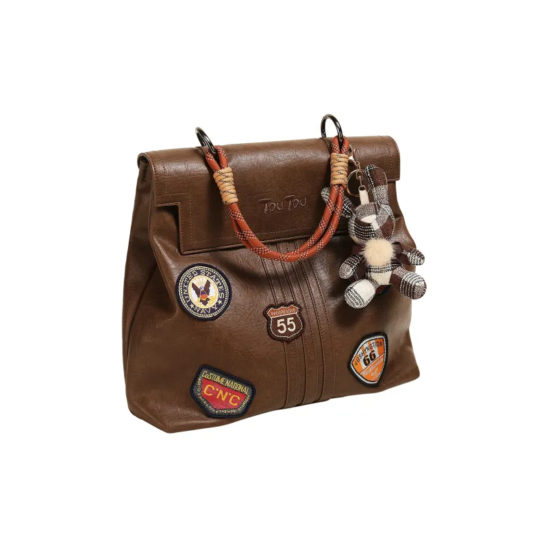 TOUTOU PU Backpack Handbag Tubas Women's American Chestnut Brown-2