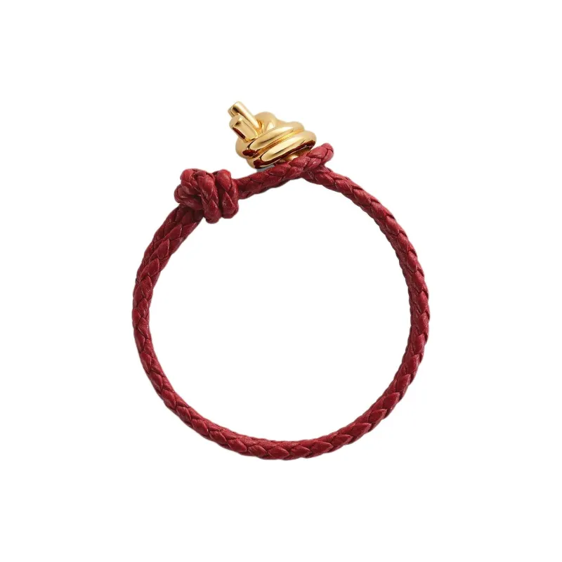 Bottega Veneta Leather, 18K Gold Plated, Sterling Silver, Lambskin Bracelets Women's Red-1