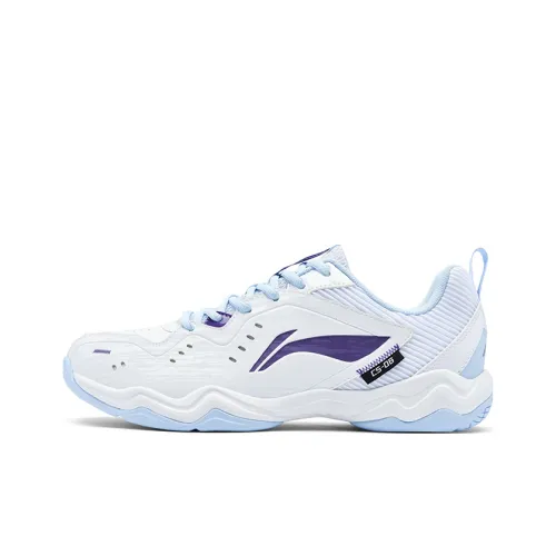 LiNing Cushioning Anti-Slip And Wear-Resistant Low-Top Badminton Shoes Unisex White Blue Purple