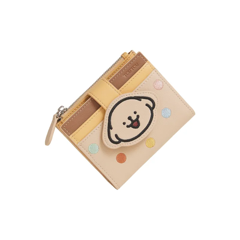 TOUTOU Maltese Collaboration Cow Leather Wallet Regular Women's Strawberry Pink/Milk Tea Apricot-2