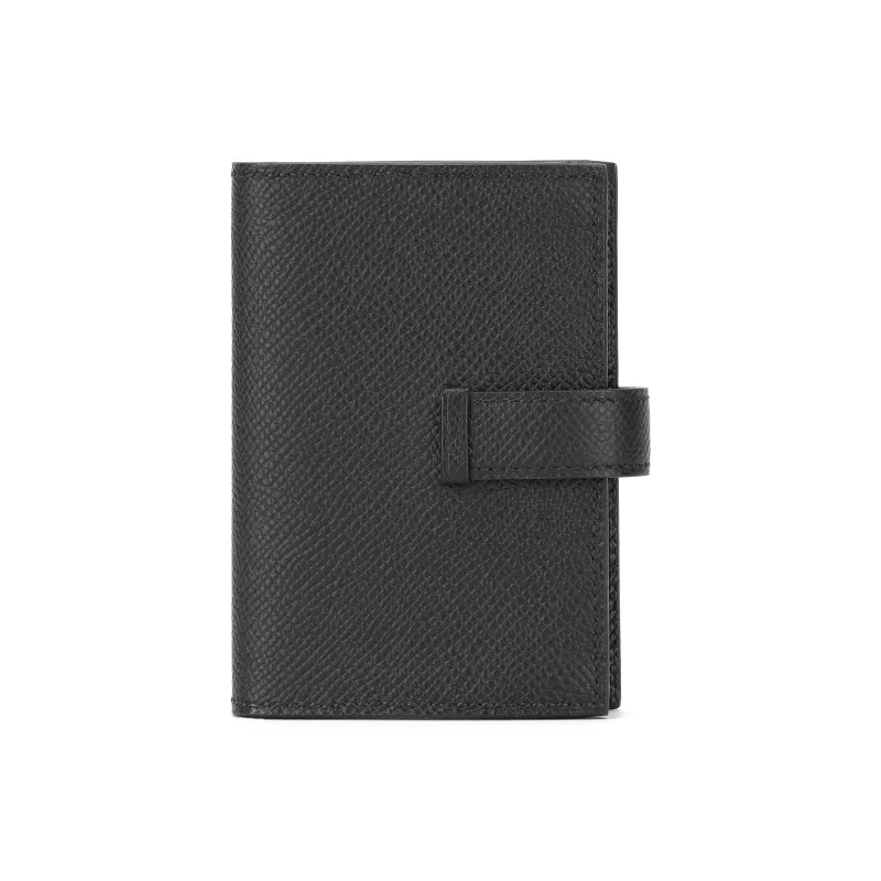 HERMES Bearn Cow Leather Wallet Women's 89 Noir Black-3