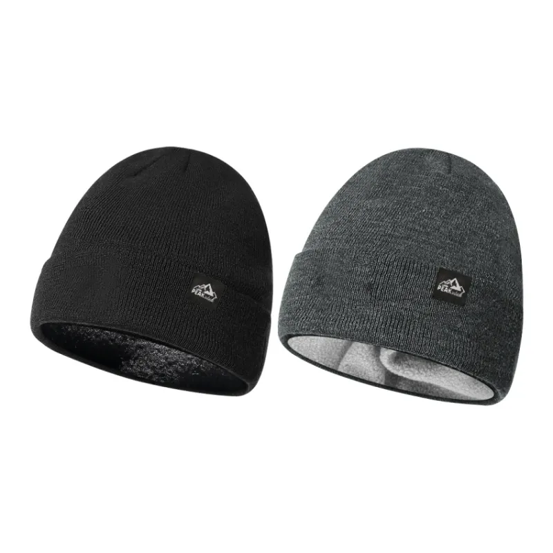 PEAK Polyester Beanies Unisex Black/Gray-5