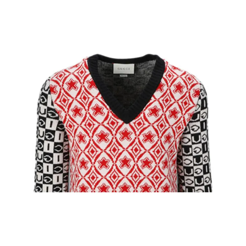 GUCCI Long Sleeved V-Neck Knitted Jumper-2