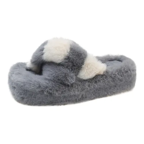 Yalu Plus Size Multicolor Home Versatile Flat Fashion Fuzzy Slippers