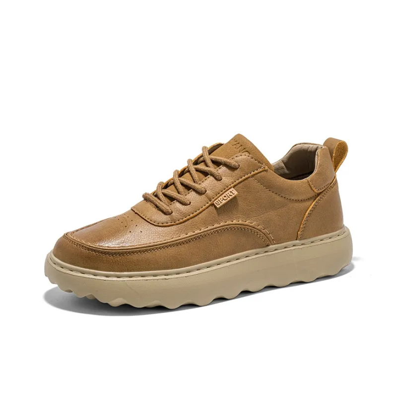 AOKANG Maillard Style Series Work Boots Men Low Top Yellow Brown/Black-3