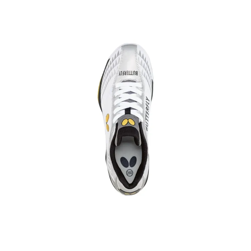 Butterfly Anti Slip Wear Resistant Low Top Training Shoes Unisex White Black Yellow-1