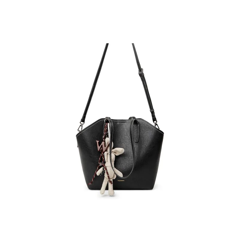 Teenmix Cow Leather Shoulder Bag, Dome Bag, Tote Bag Regular Women's Brown/Coffee/Black-15
