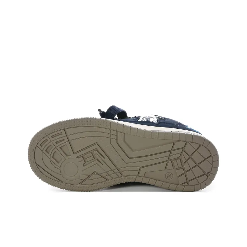 Anime Story Anti Slip Wear Resistant Lightweight Breathable Low Top Skateboard Shoes Women's Cream Blue Box Included-39