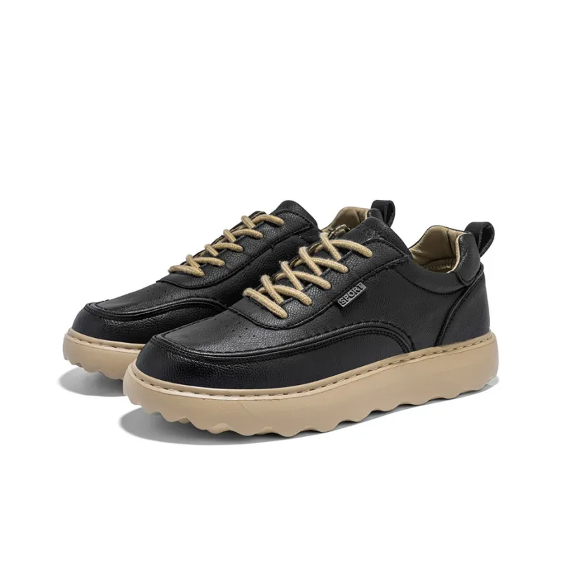 AOKANG Maillard Style Series Work Boots Men Low Top Yellow Brown/Black-6