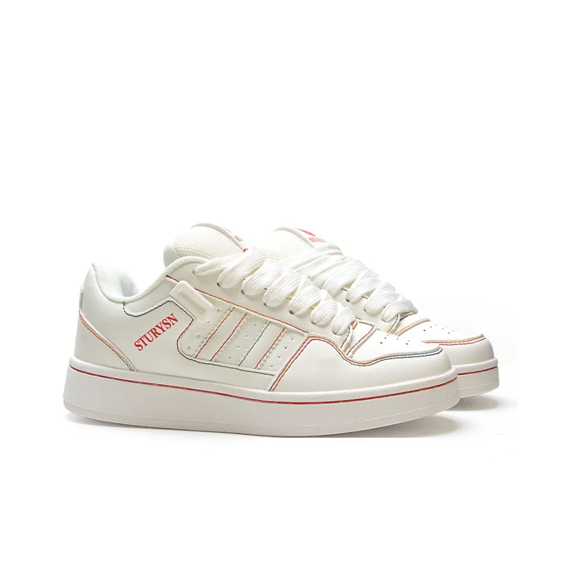 STUR YSN Wear resistant And Lightweight Low Top Skateboard Shoes Unisex White Rainbow-2