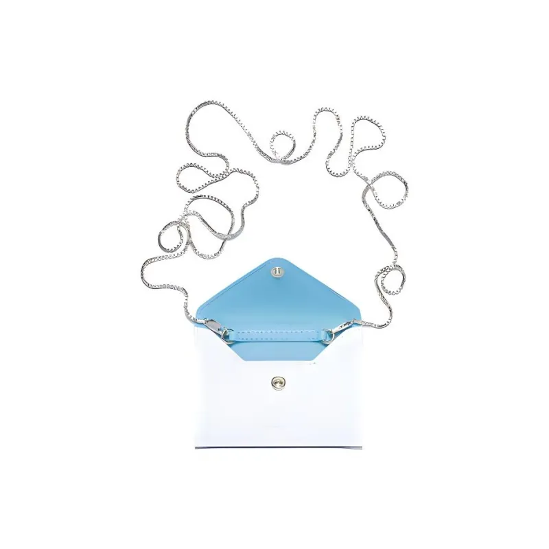 Delvau Magritte Smooth Box Calfskin One Shoulder Crossbody Clip on Wallet Small Size Unisex White-3