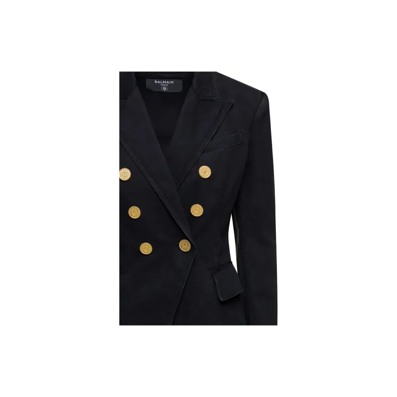 BALMAIN Button Embellished Denim Jacket 'Black'-2