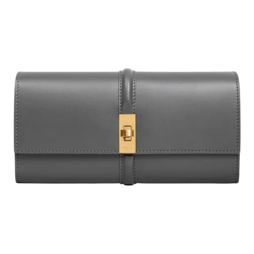 CELINE 16 Calfskin Wallet Large Size Women's Gray