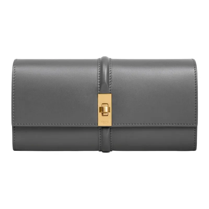 CELINE 16 Calfskin Wallet Large Size Women's Gray-0