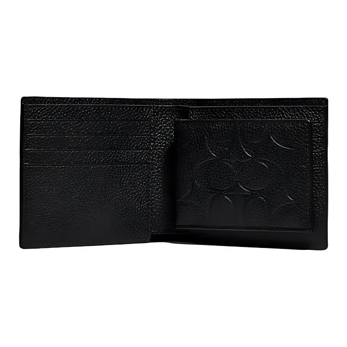 COACH 3 IN 1 Wallet Leather Wallet, Card Holder Regular Men's Black-5