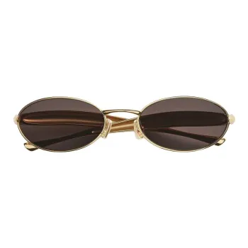 Bottega Veneta Metal Oval Sunglasses Women's Gold