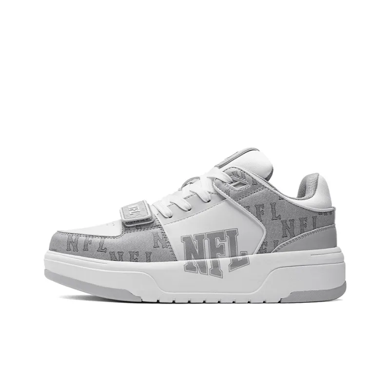 NFL College 1 OG Senior Shoes Low Top Skateboard Shoes Unisex Gray Text On White Gray-0