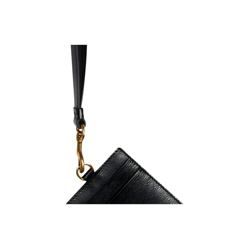 Balenciaga Gossip Cow Leather Card Holder Women's Black-4