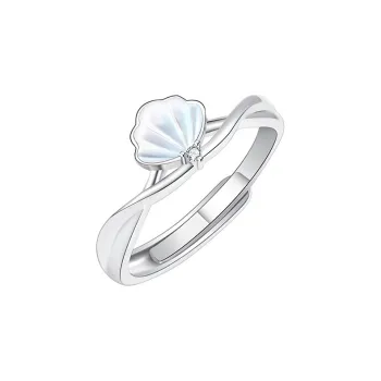 Floating Joy 925 Silver Mother Of Pearl Cubic Zirconia Rings Unisex Niche Trendy