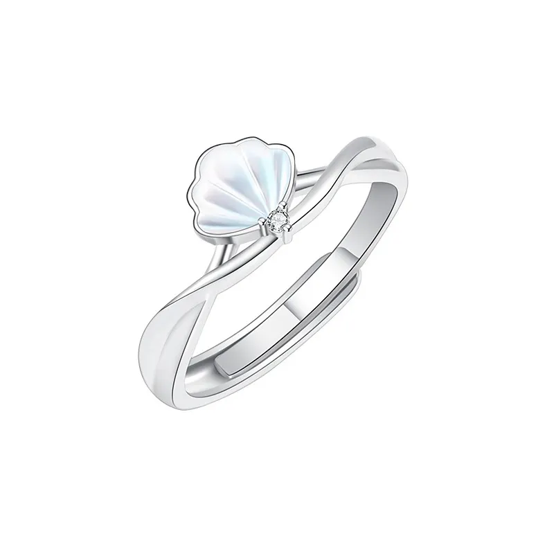Floating Joy 925 Silver Mother Of Pearl Cubic Zirconia Rings Unisex Niche Trendy-0