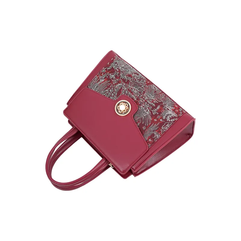 Vigno Synthetic Leather Handbag One Shoulder Crossbody Regular Women's Burgundy-2