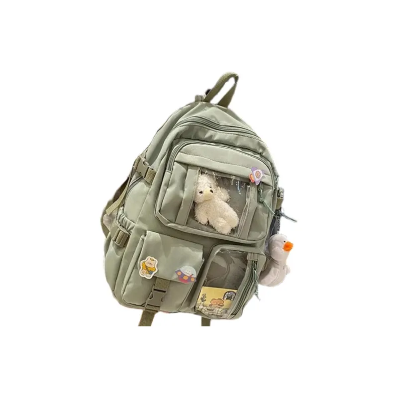 Tonlion Nylon Backpack Large Size Women's Beige/Green/Black-5