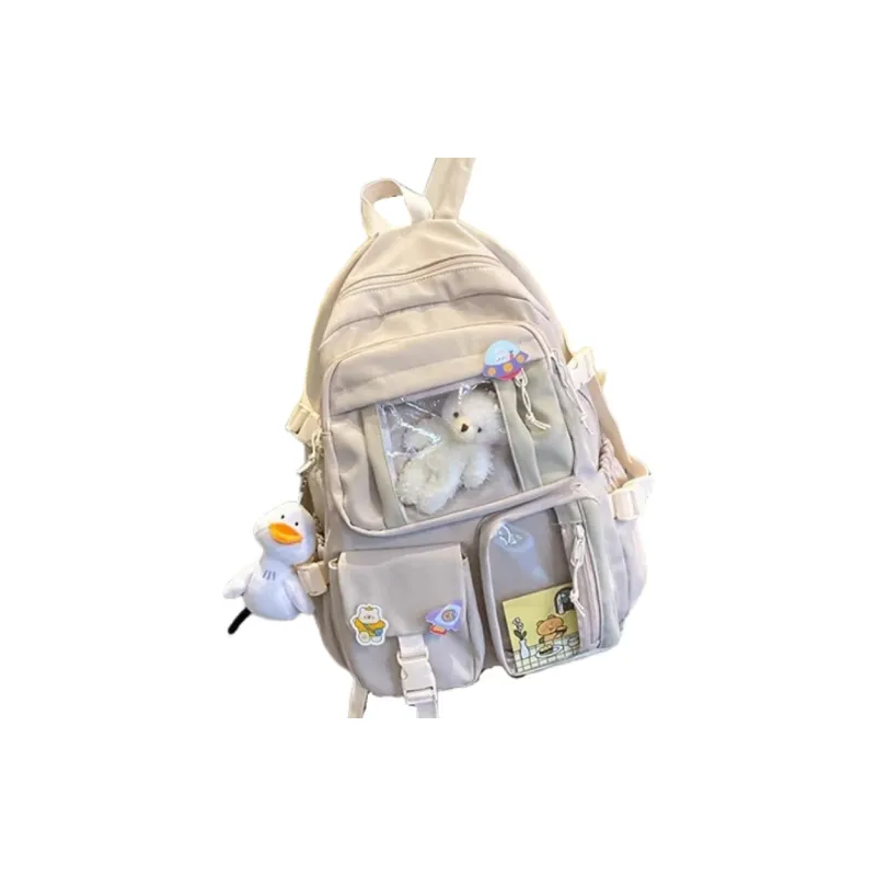 Tonlion Nylon Backpack Large Size Women's Beige/Green/Black-1