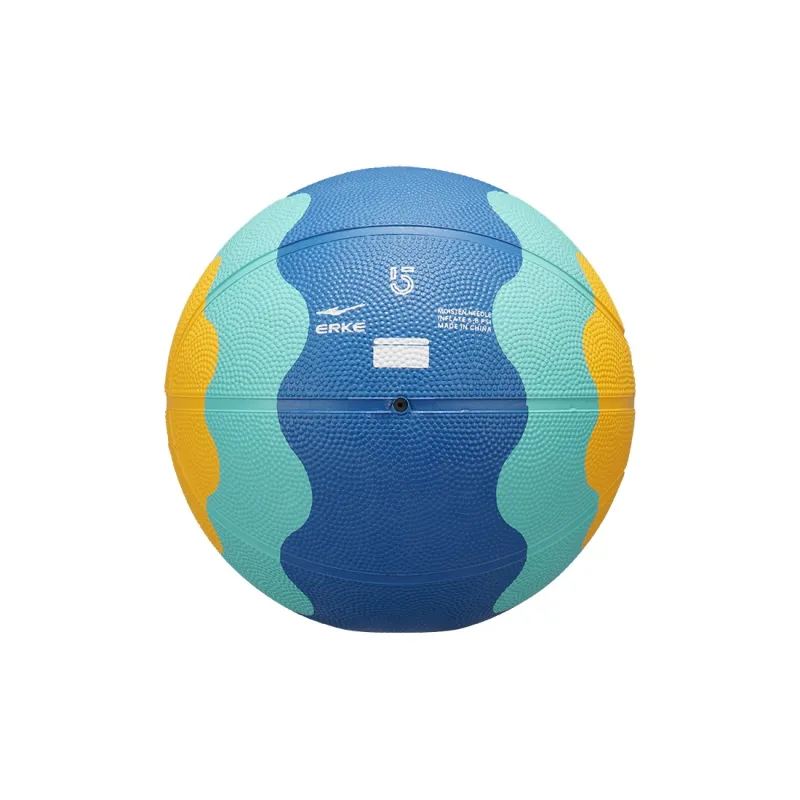 Erke Rubber Basketball Blue Yellow Size 5 Ball Training Unisex-3