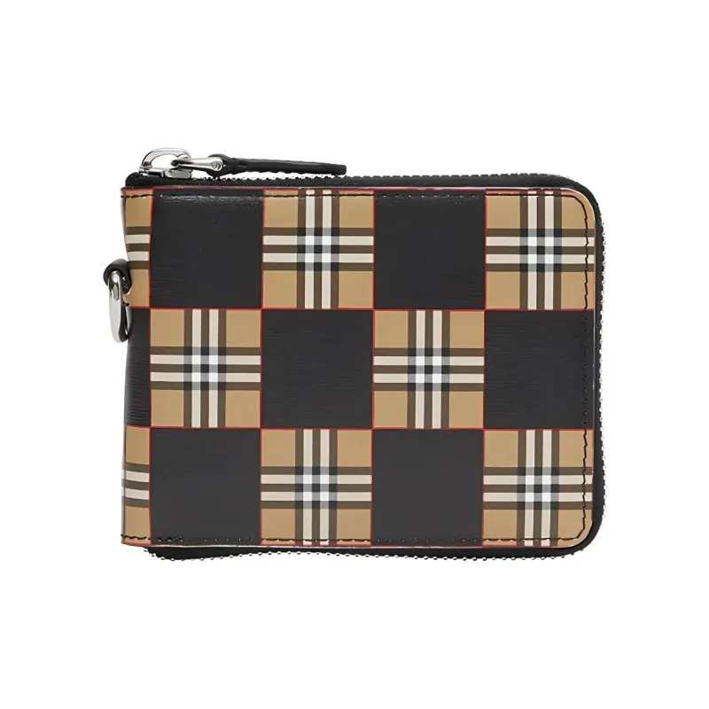 Burberry Leather Coin Purse Card Holder Wallet Men's Brown/Black-1