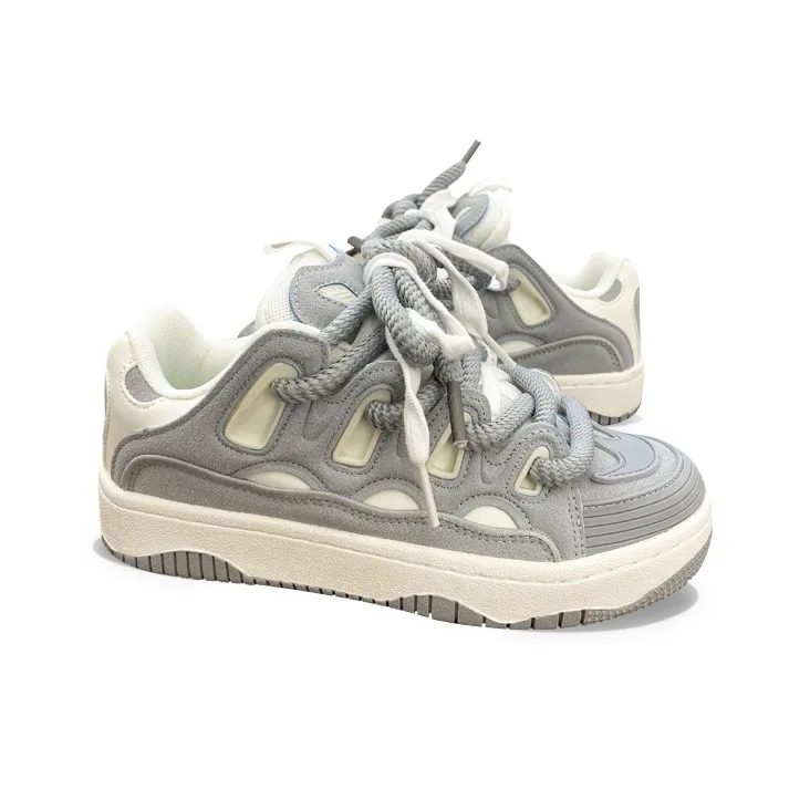 XLAIII Anti Slip And Wear Resistant Height Increasing Low Top Casual Shoes Unisex Greige-3