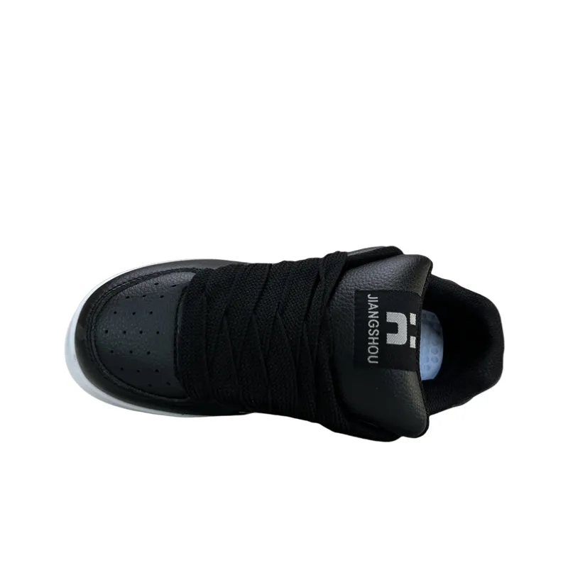 JIANGSHOU Lightweight Wear Resistant And Slip Resistant Low Top Casual Skateboard Shoes Women's Black Gold-5