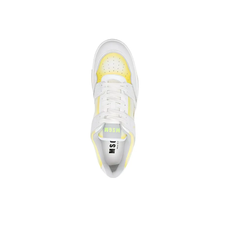 MSGM Low Top Skateboard Shoes Men's White Yellow-3