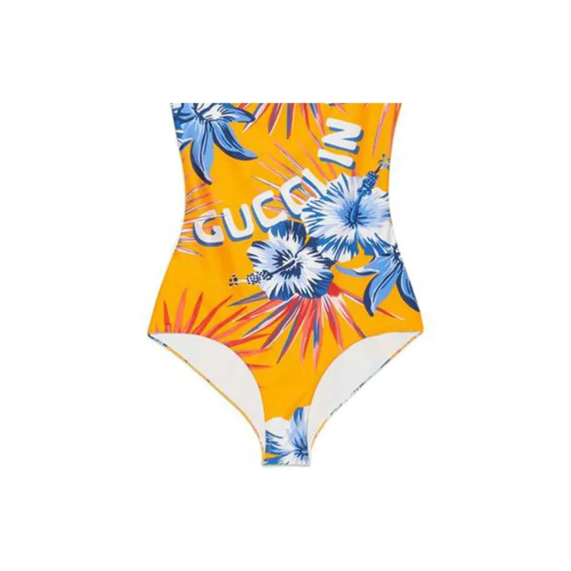 GUCCI SS21 One-piece Swimsuit Women's Yellow-5