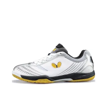 Butterfly Anti Slip Wear Resistant Low Top Training Shoes Unisex White Black Yellow