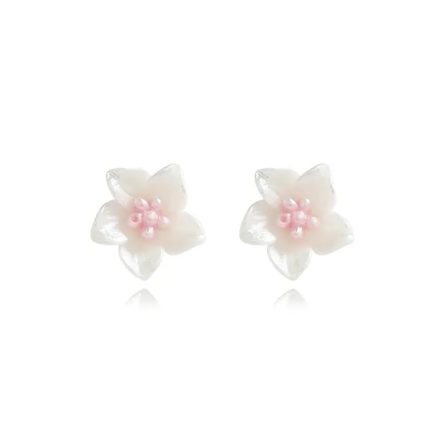 Muyan Alloy Blue Camellia Stud Earrings Women's-3