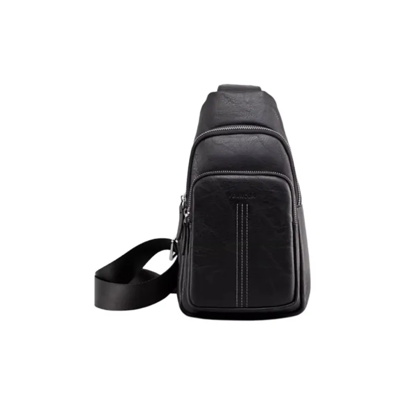 YEARCON Synthetic Leather One Shoulder Crossbody Sling Bags Medium Size Men's Black-0