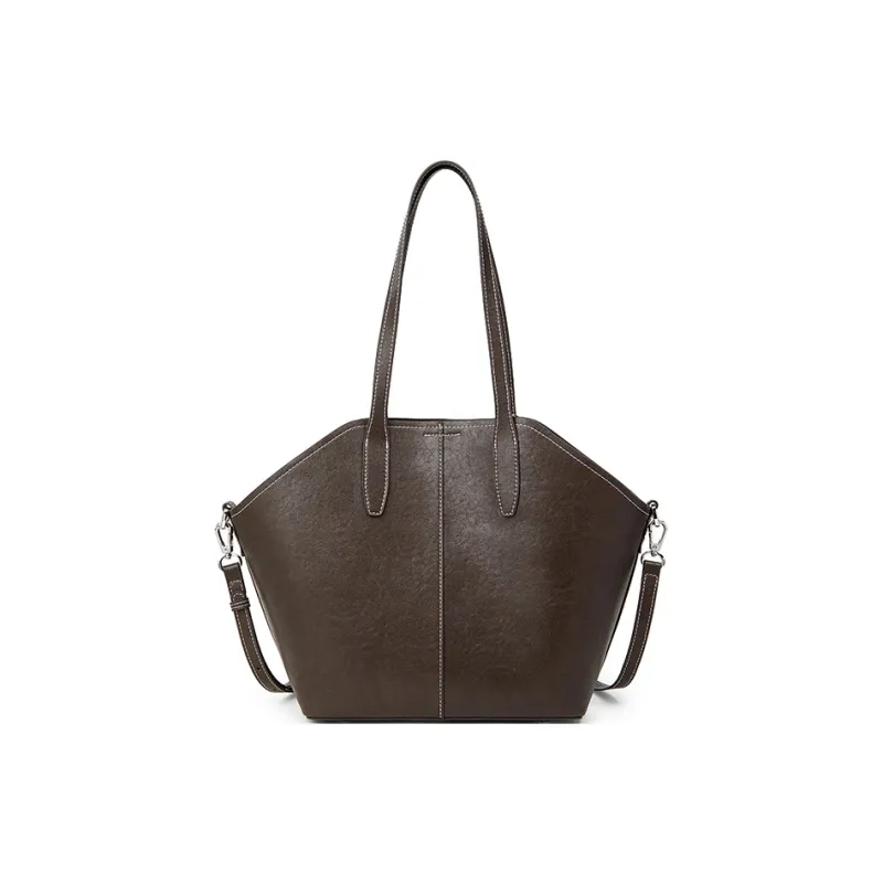 Teenmix Cow Leather Shoulder Bag, Dome Bag, Tote Bag Regular Women's Brown/Coffee/Black-10