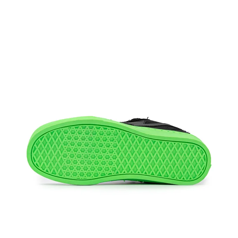 Little Red Man Cushioning Breathable Low Top Skateboard Shoes Unisex Neon Green Black-4