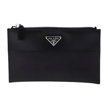 PRADA Cow Leather Toiletry Bag Men's Black